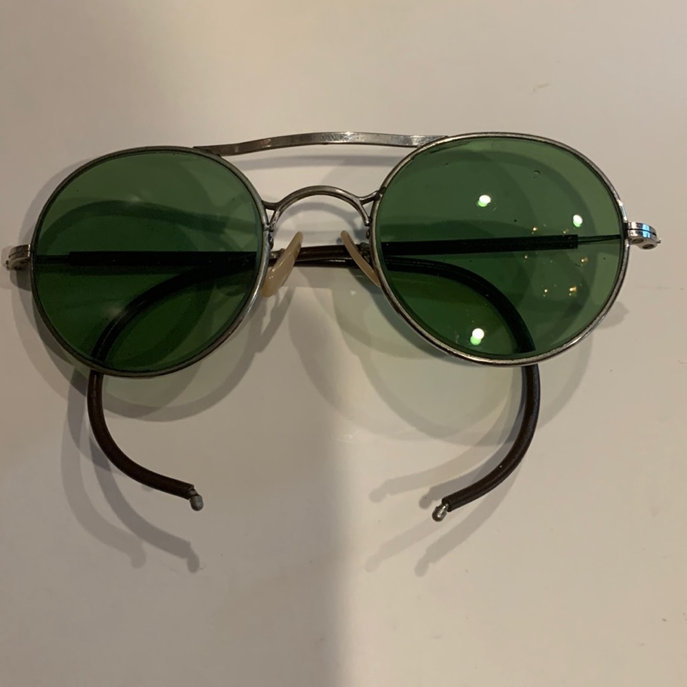 Antique Bausch & Lomb Green glass Safety Glasses